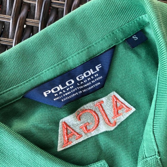 POLO 'AJGA' Green Pique Knit w Multiple Logos - SM - Picture 5 of 11